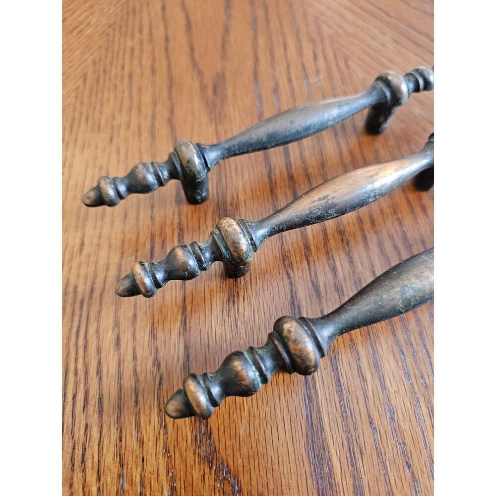 3 pc 1960s RD Amerock Drawer Door Cabinet Pulls Handle Bronzed 3" center 5.75" L - Picture 2 of 7